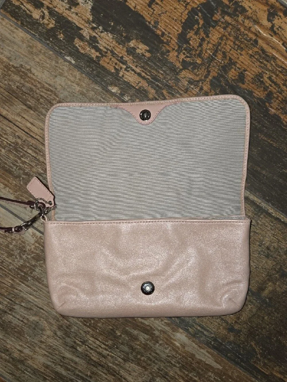 Coach Leather Wristlet in Blush Pink